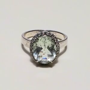 925 Silver Green Amethyst Ring Sz 6-1/2  MCGI